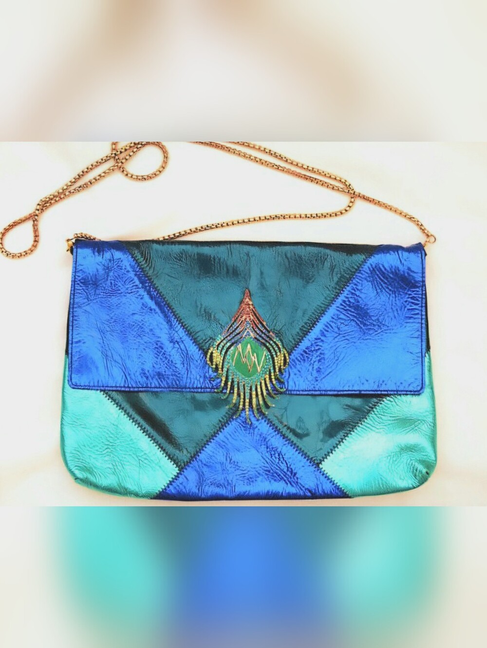 New* Matthew Williamson Iridescent Peacock Clutch Bag